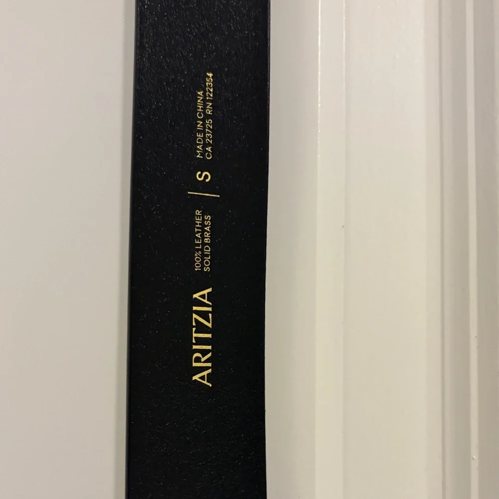 Aritzia Black Leather Belt with Gold Details - Picture 2 of 6